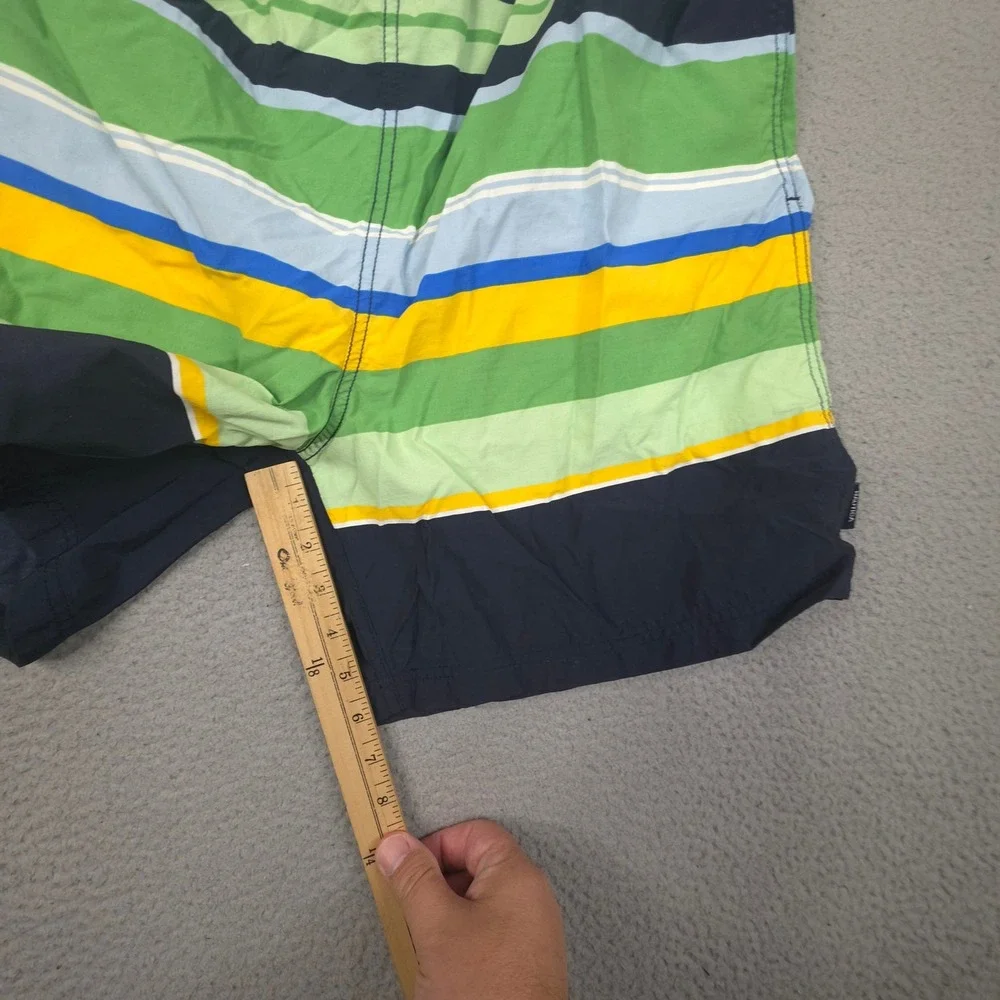 Vintage Nautica Swim Trunks Mens Large 34 Striped Blue Green Yellow Lined Shorts